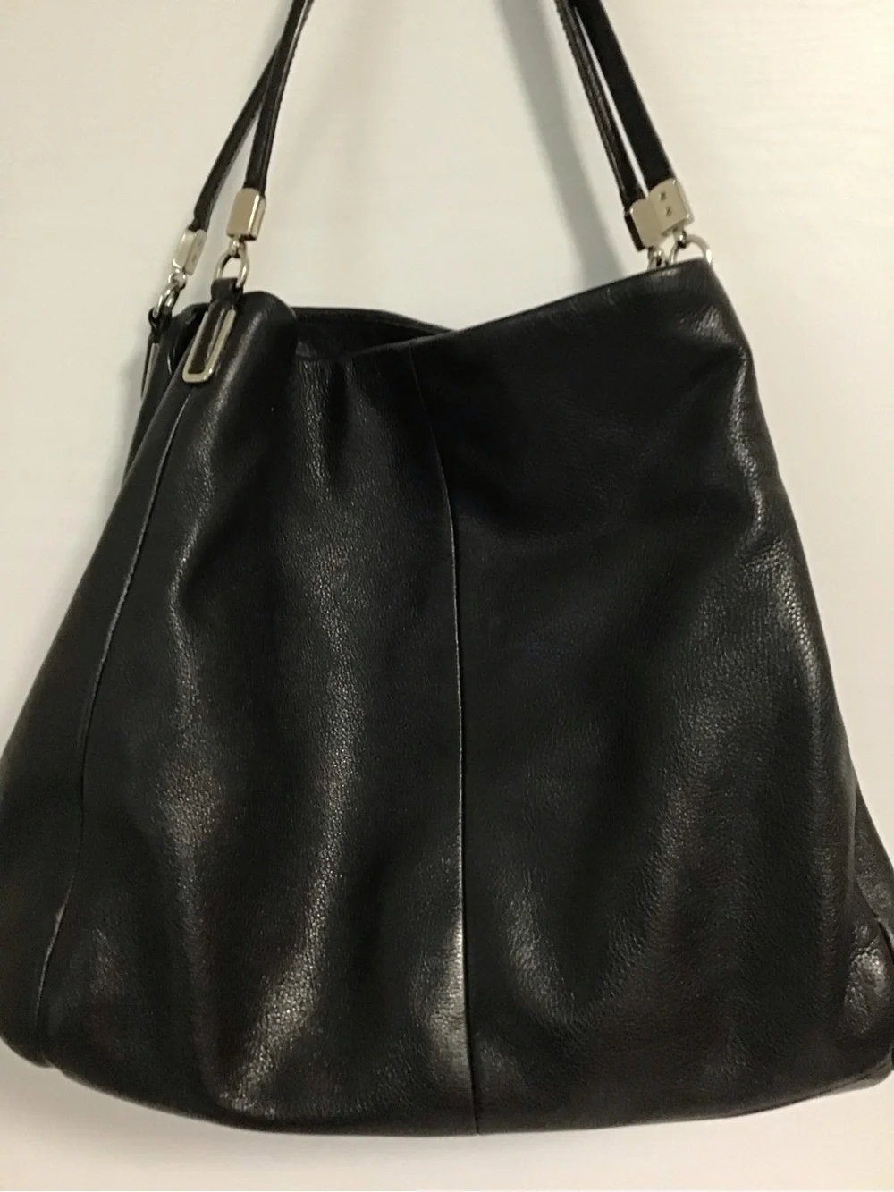 Coach Black Leather Shoulder Bag with Silver Hardware